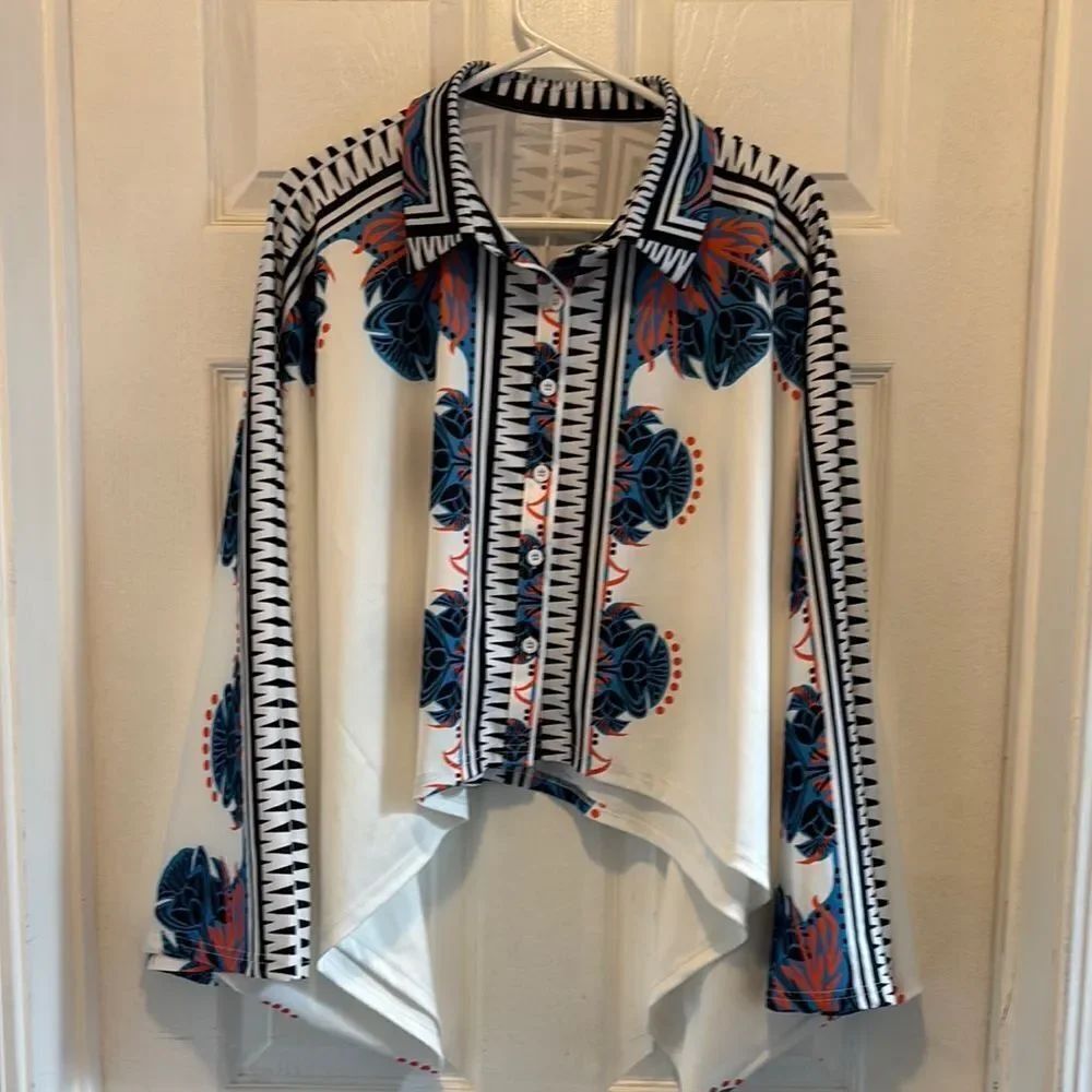 Geometrical Print Magyar Shirt size XL